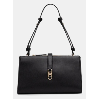 τσάντα tommy hilfiger χρώμα μαύρο, aw0aw17718 100%