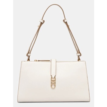 τσάντα tommy hilfiger χρώμα μπεζ, aw0aw17718 100%