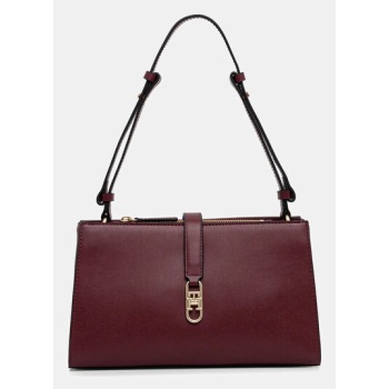 τσάντα tommy hilfiger χρώμα μπορντό, aw0aw17718 100%