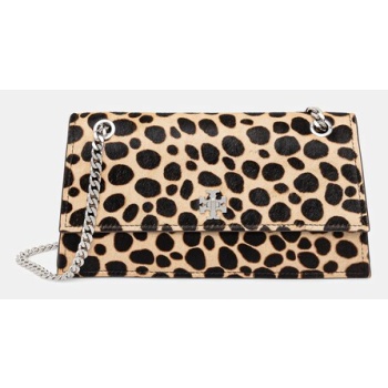 δερμάτινη τσάντα tory burch kira turnlock χρώμα μπεζ