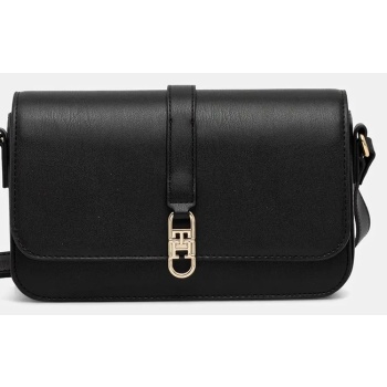 τσάντα tommy hilfiger χρώμα μαύρο, aw0aw17723 κύριο υλικό