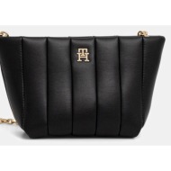 τσάντα tommy hilfiger χρώμα: μαύρο, aw0aw17690 100% πολυουρεθάνη