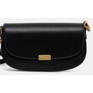 δερμάτινη τσάντα tommy hilfiger χρώμα: μαύρο, aw0aw18204 100% δέρμα βοοειδών