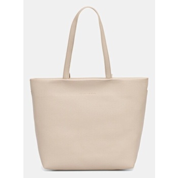 τσάντα tommy hilfiger χρώμα μπεζ, aw0aw17693 100%