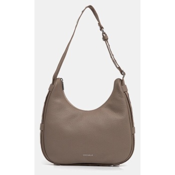 δερμάτινη τσάντα coccinelle raquel χρώμα καφέ