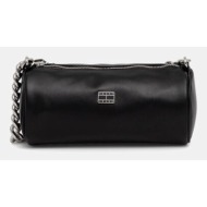 τσάντα tommy jeans χρώμα: μαύρο, aw0aw17893 100% πολυουρεθάνη