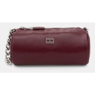 τσάντα tommy jeans χρώμα: μπορντό, aw0aw17893 100% πολυουρεθάνη