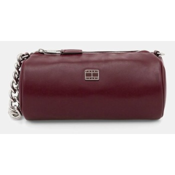 τσάντα tommy jeans χρώμα μπορντό, aw0aw17893 100%