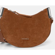 τσάντα σουέτ coccinelle χρώμα: καφέ, e1.qkg.13.03.01 δέρμα σαμουά