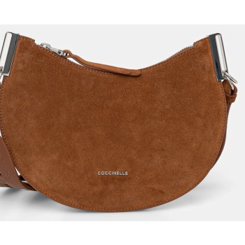 τσάντα σουέτ coccinelle χρώμα καφέ, e1.qkg.13.03.01 δέρμα