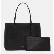 τσάντα calvin klein χρώμα: μαύρο, lv04f3275g 100% πολυουρεθάνη