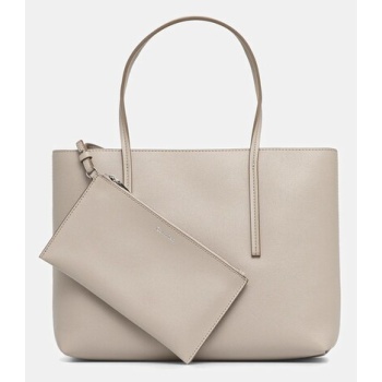 τσάντα calvin klein χρώμα μπεζ, lv04f3275g 100%