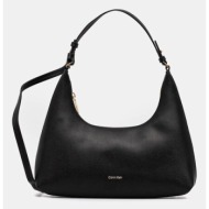 τσάντα calvin klein χρώμα: μαύρο, lv04f3272g 100% πολυουρεθάνη