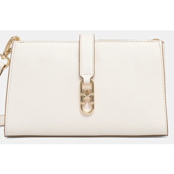τσάντα tommy hilfiger χρώμα μπεζ, aw0aw18005 100%
