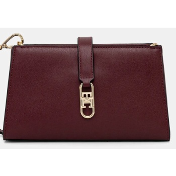 τσάντα tommy hilfiger χρώμα μπορντό, aw0aw18005 100%