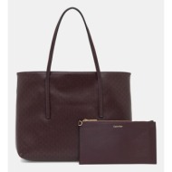 τσάντα calvin klein χρώμα: καφέ, lv04f3267g 70% ανακυκλωμένος πολυεστέρας, 30% πολυουρεθάνη