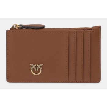 δερμάτινο πορτοφόλι pinko χρώμα γκρι, 100251 a0gk φυσικό