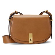 δερμάτινη τσάντα polo ralph lauren χρώμα: μπεζ, 428891391 δέρμα βοοειδών