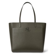 δερμάτινη τσάντα lauren ralph lauren χρώμα: καφέ, 431960183 δέρμα βοοειδών