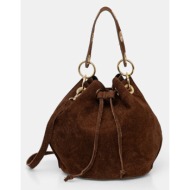 τσάντα σουέτ answear lab χρώμα: καφέ δέρμα σαμουά