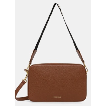 δερμάτινη τσάντα coccinelle tebe χρώμα μοβ