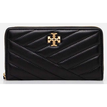 πορτοφόλι tory burch kira chevron χρώμα μαύρο, 90348 100%