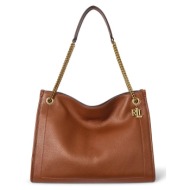 δερμάτινη τσάντα lauren ralph lauren χρώμα: καφέ, 431969352 100% δέρμα βοοειδών