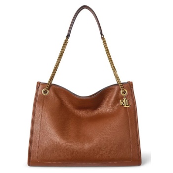 δερμάτινη τσάντα lauren ralph lauren χρώμα καφέ, 431969352