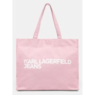 βαμβακερή τσάντα karl lagerfeld jeans 60% ανακυκλωμένο βαμβάκι, 40% βαμβάκι