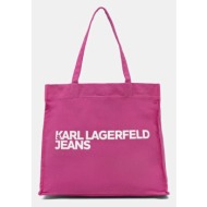 βαμβακερή τσάντα karl lagerfeld jeans 60% ανακυκλωμένο βαμβάκι, 40% βαμβάκι