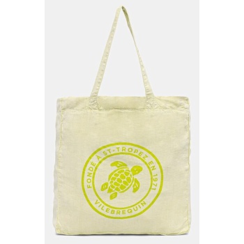 λινή τσάντα παραλίας vilebrequin babel 100% λινό