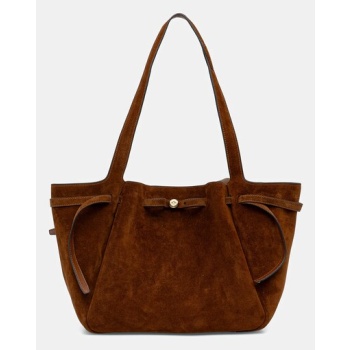 τσάντα σουέτ tory burch romy suede tote 100% δέρμα σαμουά