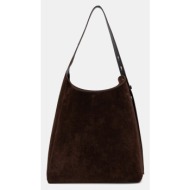 τσάντα σουέτ tory burch romy suede hobo bag romy δέρμα σαμουά