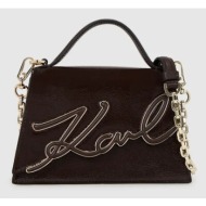 δερμάτινη τσάντα karl lagerfeld ikon 100% δέρμα βοοειδών