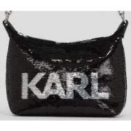 karl lagerfeld τσαντακι ωμου k/evening mini shb sequins παγιετα logo μαυρο