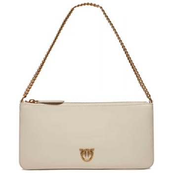 pinko τσαντακι ωμου horizontal flat vitello seta λευκο