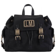 love moschino τσαντα backpack με πλαινες τσεπες και χρυσες λεπτομερειες μαυρο