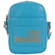 love moschino τσαντα crossbody embroidery logo μπλε
