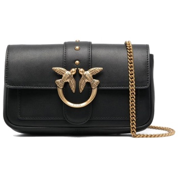 pinko τσαντακι love one pocket c vitello seta αλυσιδα μαυρο