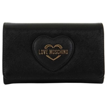 love moschino πορτοφολι μεταλλικο logo μαυρο