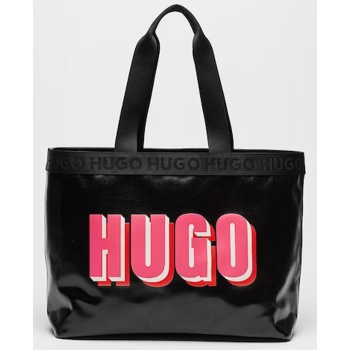 hugo τσαντα becky tote-cc shopping bag logo μαυρο