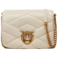 pinko τσαντακι cross body love click puff baby sheep nappa puzzle quilt λευκο