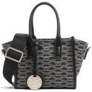 emporio armani τσαντακι shopping / crossbody bag logo καφε / μαυρο