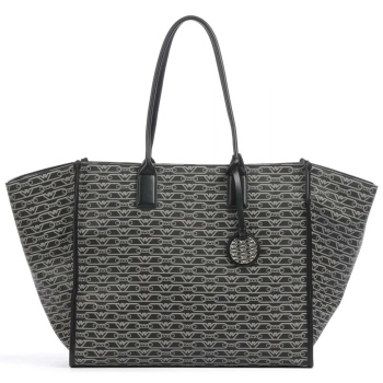 emporio armani τσαντα shopping bag large logo καφε / μαυρο