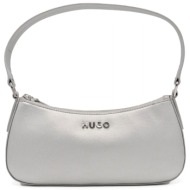 hugo τσαντακι chris sm hobo r.n-l μεταλλικο logo ασημι