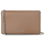 michael kors τσαντακι crossbody/ωμου jet set αλυσιδα logo σκουρο μπεζ