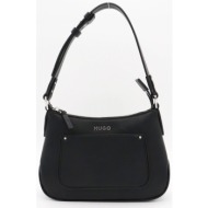 hugo τσαντα ωμου carol hobo logo μεταλλικο θηκη μπροστα μαυρο