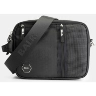 balr. hexagon shoulder bag μεταλλικο logo μαυρο