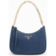 michael kors τσανταki χειρος jet set charm metaλλικο logo σκουρο μπλε