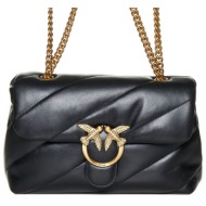 pinko τσαντα ωμου/crossbody love classic puff cl sheep nappa μαυρο/χρυσο